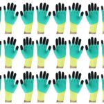 Пакет от 12 чифта работни ръкавици 1Tech Elephant-2020, Латекс, Безшевни, Плетени, Зелен/Жълто