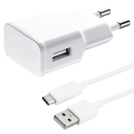 Мрежово зарядно устройство 1Tech USB Type-C, 5V 2A с включен кабел USB-C, Бял - Image 2