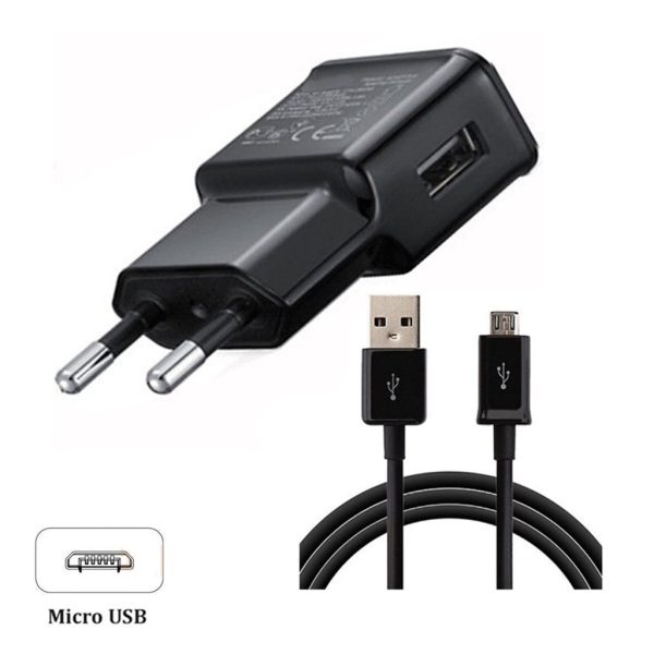Мрежово зарядно устройство 1Tech TY-1, 5V 2A с включен Micro USB кабел, Черен